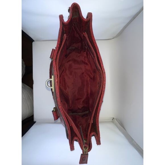 Red Vintage Bueno Croc Style Handbag‎ Handle Kelly Style Gold Hardware - Picture 8 of 16